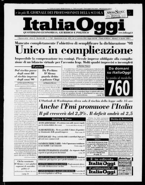 Italia oggi : quotidiano di economia finanza e politica